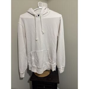 J.Crew Men's Authentic Fleece Pullover Hoodie Sweatshirt LARGE Ivory Beige Bone